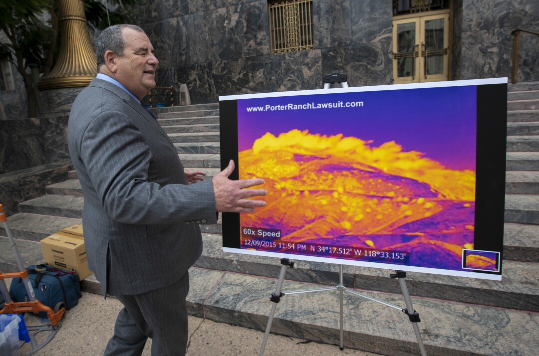 Brian Panish, lead attorney for victims of the Aliso Canyon gas leak, talks to reporters about the settlement.