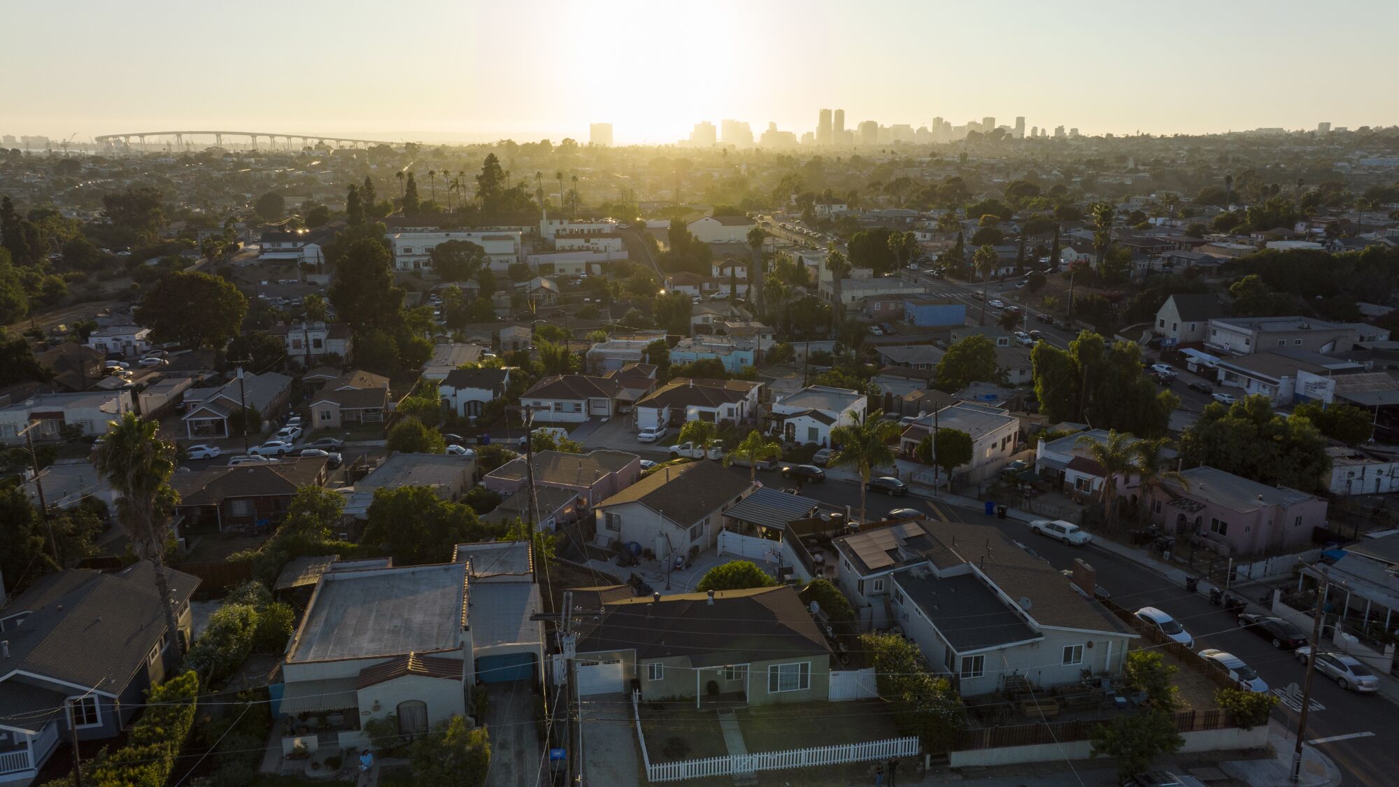 The sun sets in the Mountain View neighborhood in August.