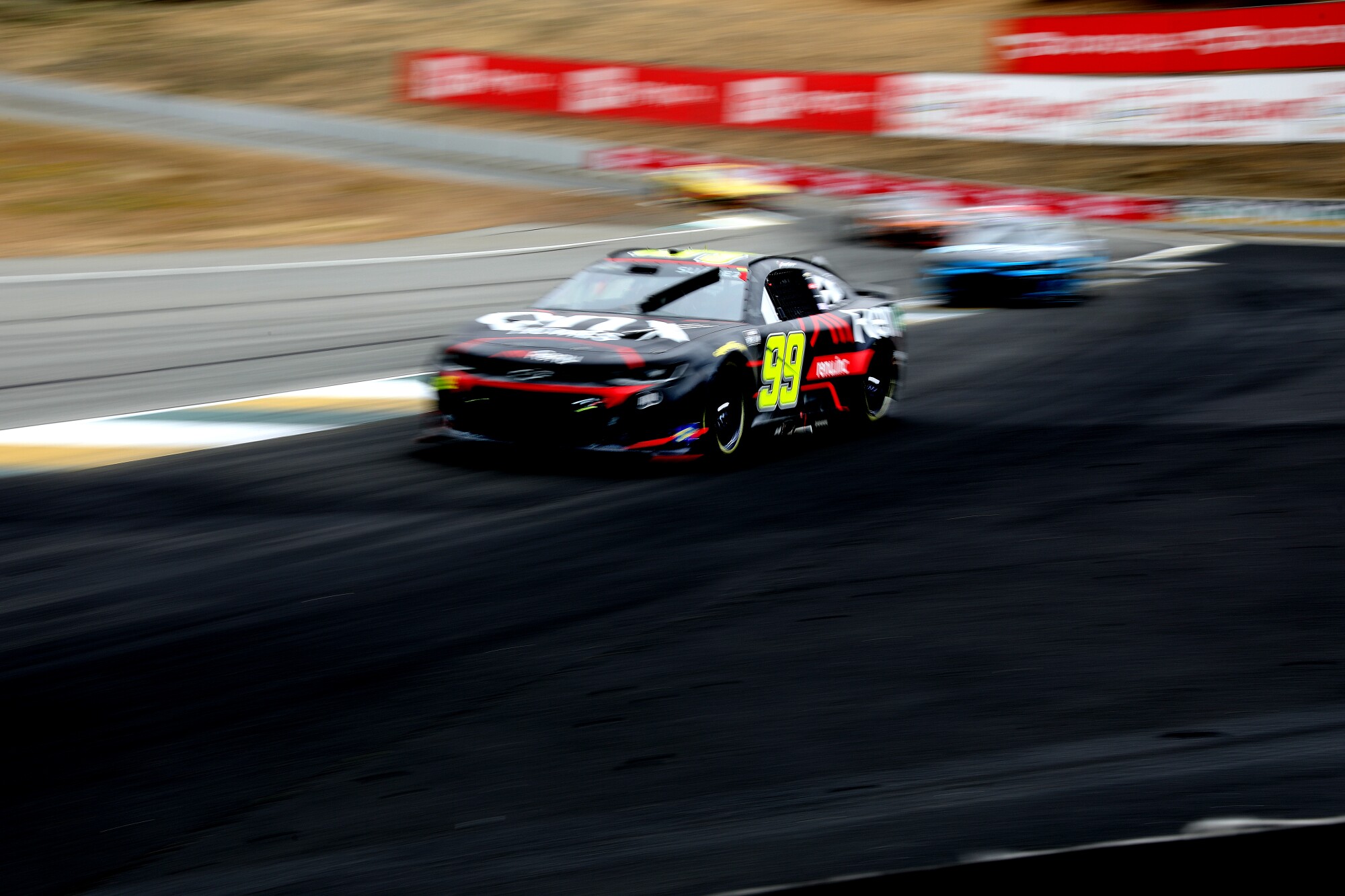 Daniel Suárez leads the field during the NASCAR Cup Toyota/Save Mart 350 on June 12.