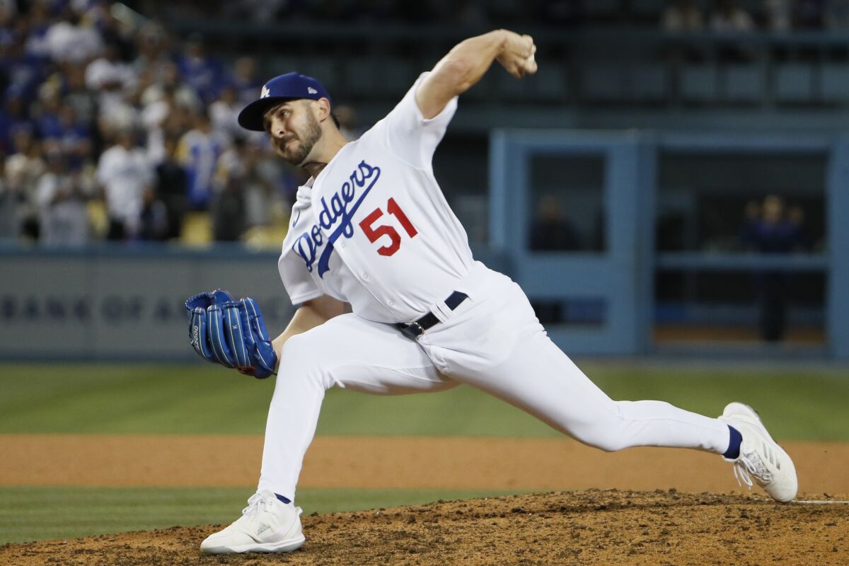Alex Vesia of the Dodgers pitches against the Chicago Cubs on July 7.