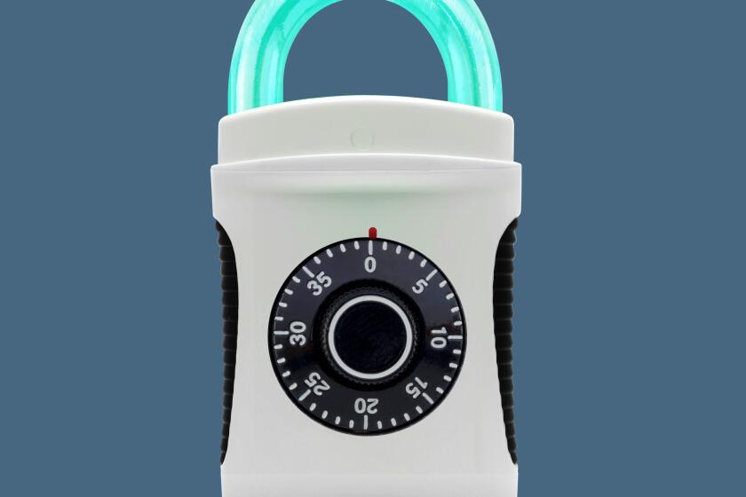 Photo illustration of a deodorant stick with the features of a padlock