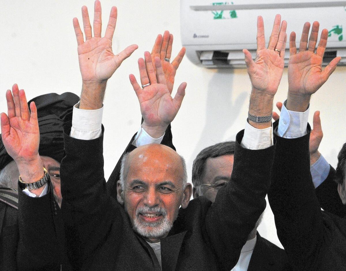 Afghan President-elect Ashraf Ghani at the Independent Electoral Commission in Kabul on Sept. 26. Ghani is to be sworn in on Sept. 29.