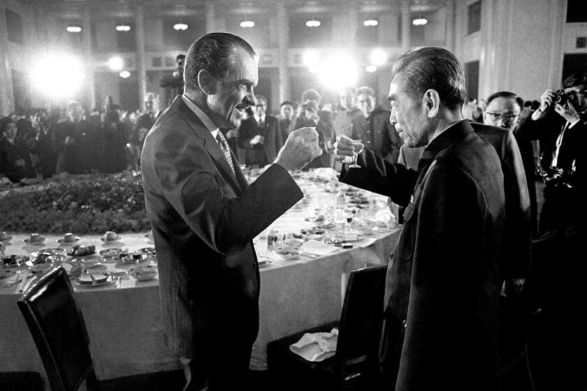 President Richard Nixon, left, and Chinese Premier Chou En-Lai in 1972