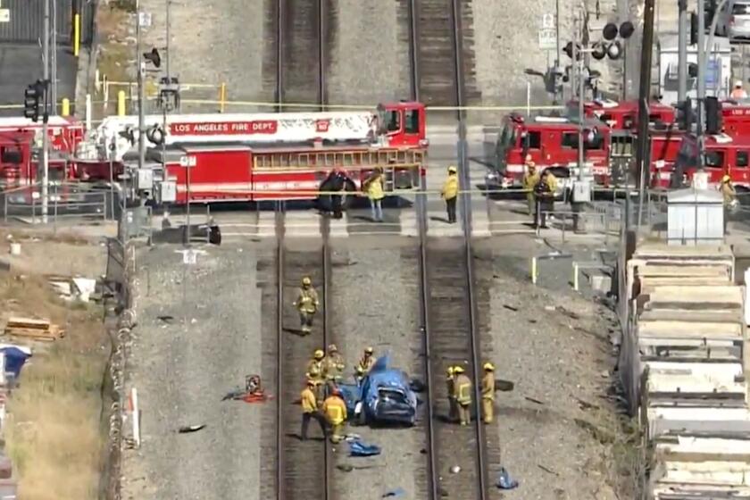 A driver was killed after a Metrolink train strikes a car in Sun Valley on Tuesday May 16, 2023.