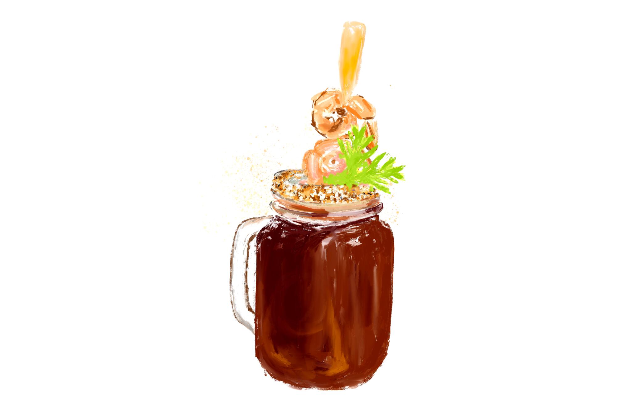 Michelada botanera: This is a michelada with seafood on top, such as shrimp.