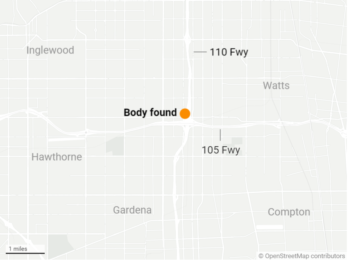 Map showing location where body was found in South L.A.