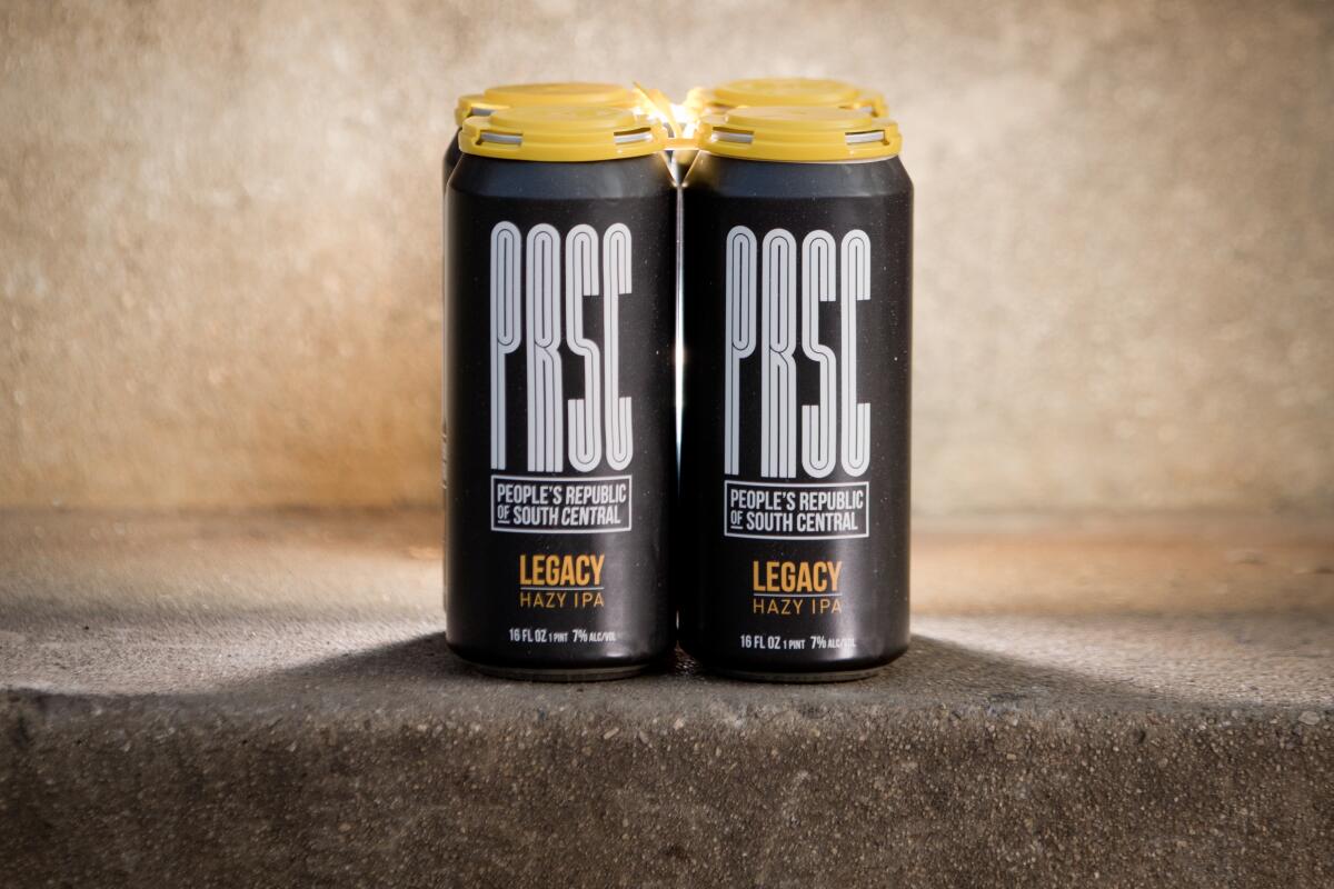 Cans of Legacy, a hazy IPA from the People's Republic of South Central made by the South Central Beverage Company.