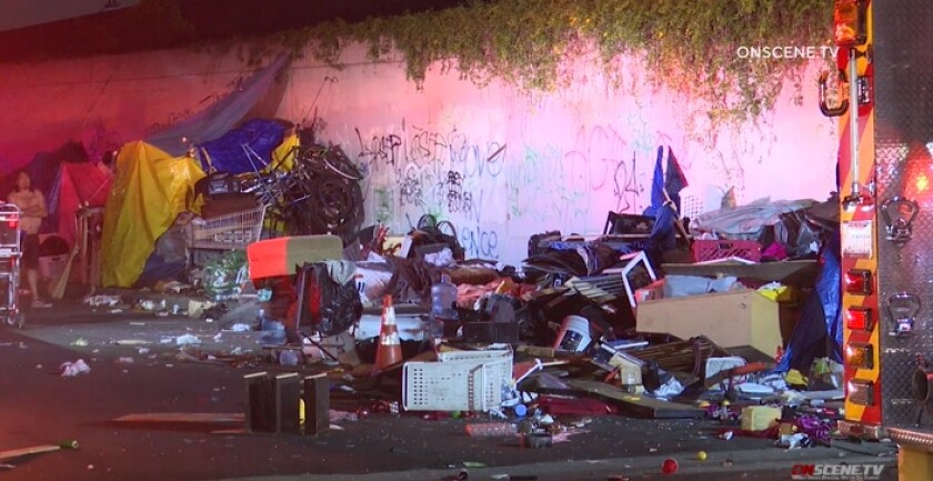 A homeless man was killed early May 1 after police say he was struck by an out-of-control car in South Los Angeles.
