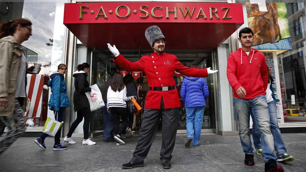 FAO Schwarz, no longer able to afford the area's high rent, plans to close its storied Fifth Avenue location on July 15. Toy soldier Marco, who declined to give his last name, has been a greeter at the store for seven months. "It's a very fun place. I've been honored to work here," he said.