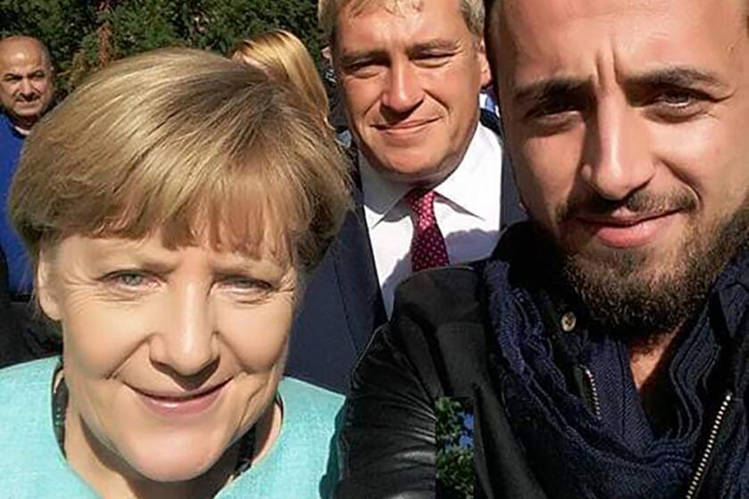 A selfie Rodin Saouan took with German Chancellor Angela Merkel in 2015.