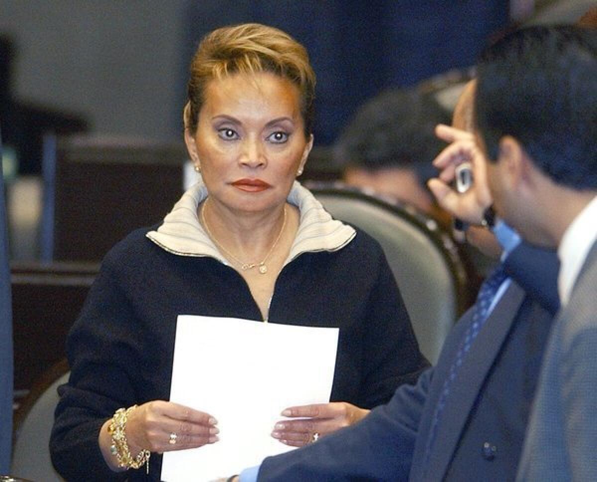 Elba Esther Gordillo, seen in a 2003 photo, has been arrested on accusations that she misused teachers union funds.