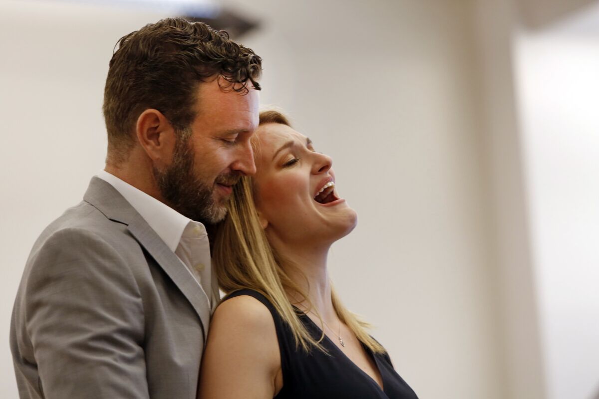 Ben Davis and Kerstin Anderson rehearse "The Sound of Music" on Sept. 3, 2015.