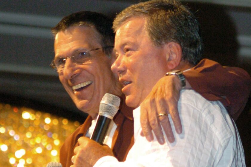 Leonard Nimoy, left, and William Shatner at a Star Trek convention in Las Vegas last month.