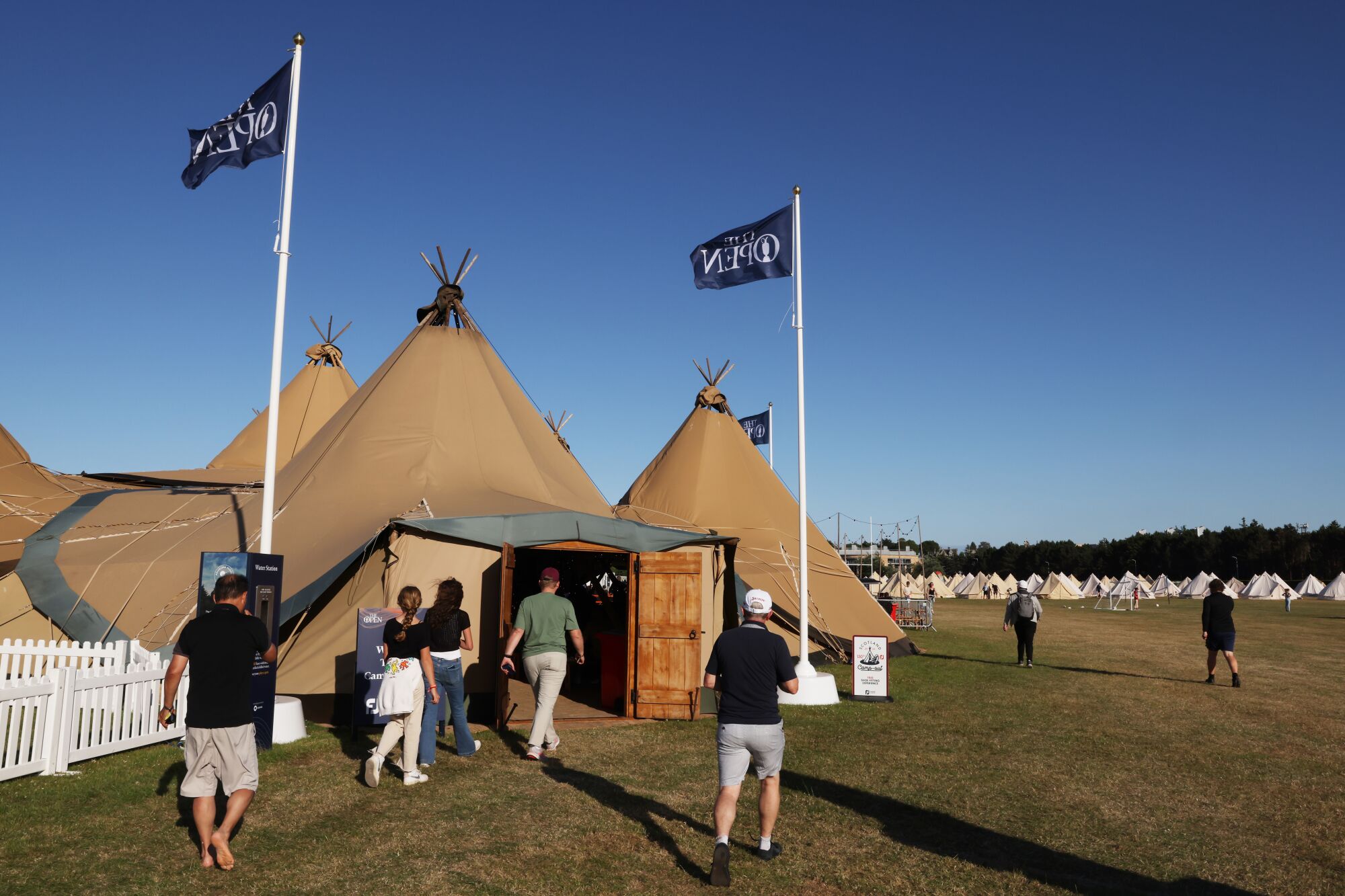 Some 2,400 people are staying in a tent village behind the Old Course Hotel & Spa