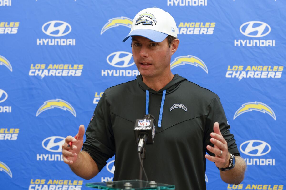 Chargers head coach Brandon Staley speaks to the media after defeating the Cleveland Browns.