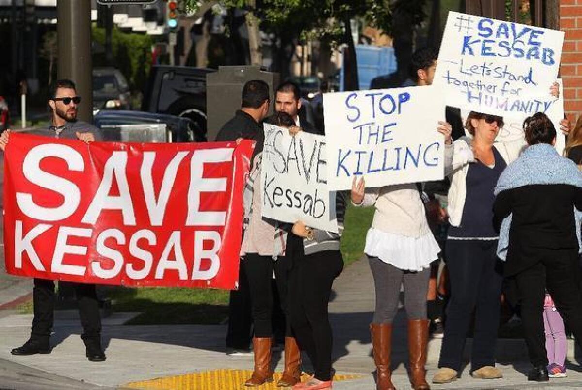 Nearly 50 people gathered in Glendale earlier this week to protest the rebel takeover of the Syrian city of Kasab, where many demonstrators have family or historical ties.