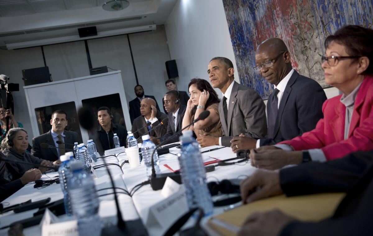 President Obama meets with Cuban dissidents Tuesday at the U.S. Embassy in Havana.