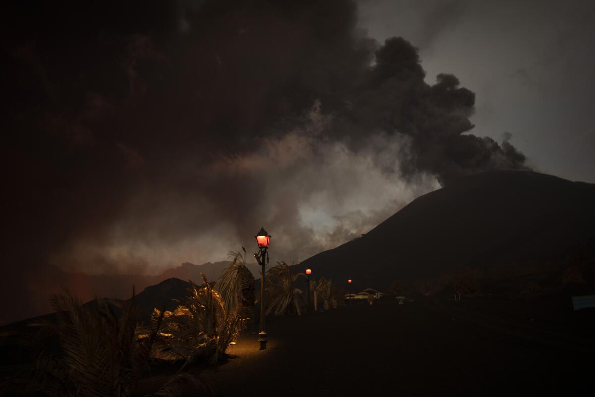 Fumes billowing from volcano