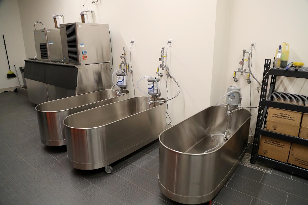 Ice baths allow athletes to work on their hydrotherapy in the new Kinesiology & Athletics facility at Orange Coast College.
