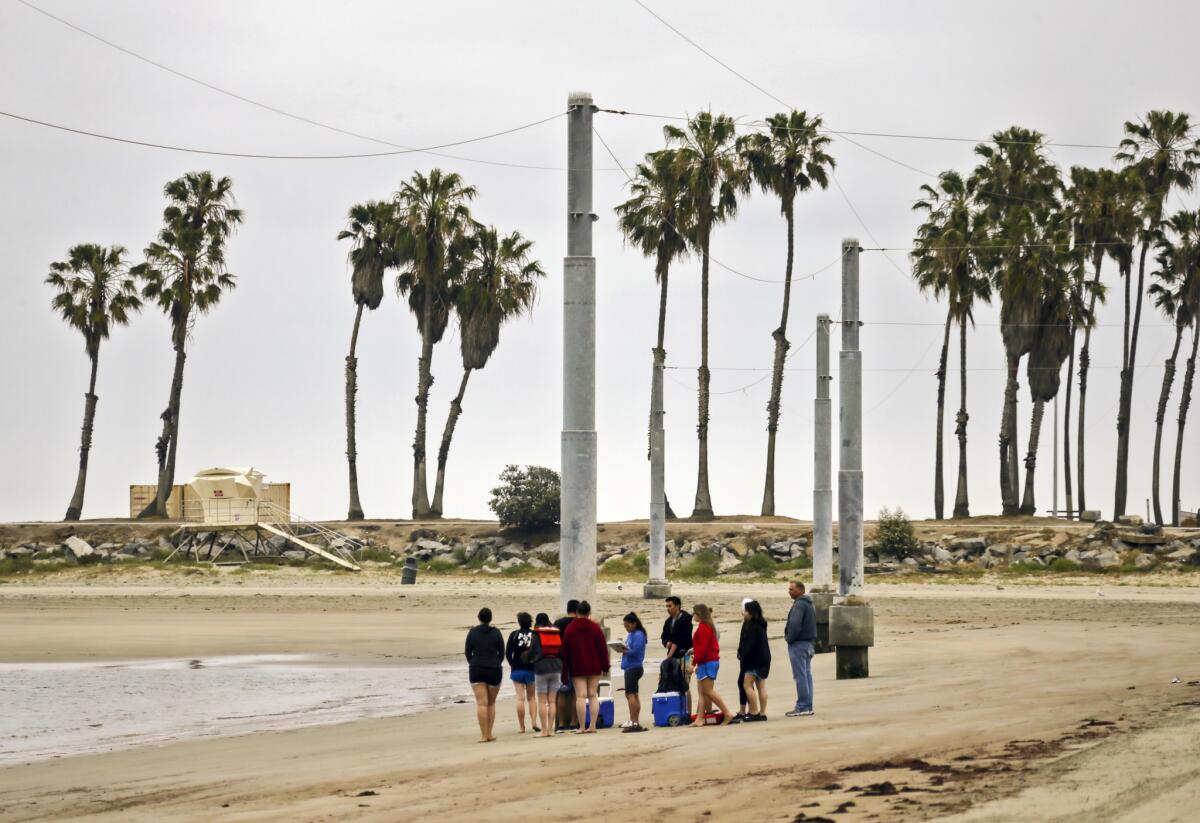 Wires installed above Cabrillo Beach are used to keep birds away. The installation has helped improve the water quality at the San Pedro location.