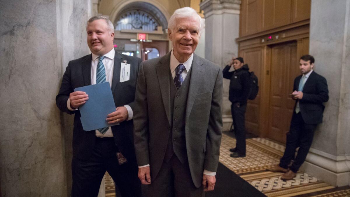 Sen. Thad Cochran, R-Miss., returns to the Capitol in January for a vote.