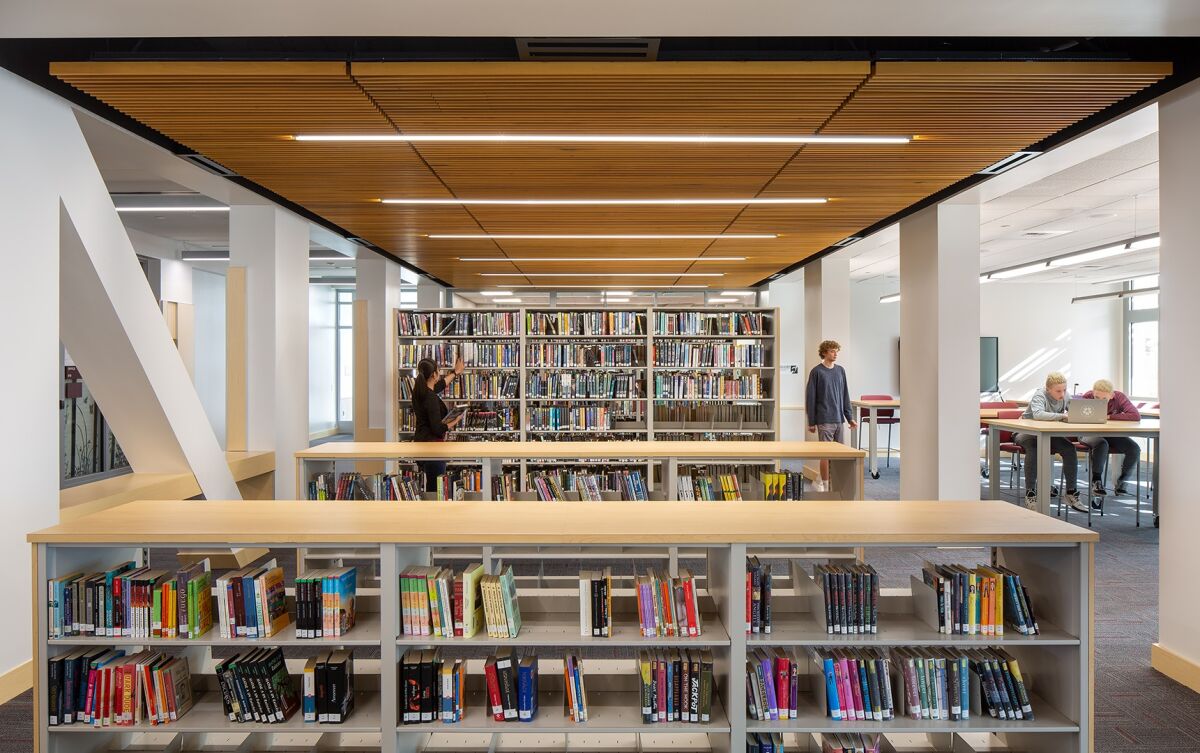 Students use the library/media center at Point Loma High School.