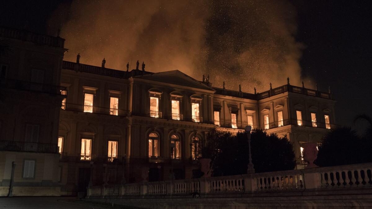 Flames engulf the 200-year-old National Museum of Brazil in Rio de Janeiro on Sept. 2.