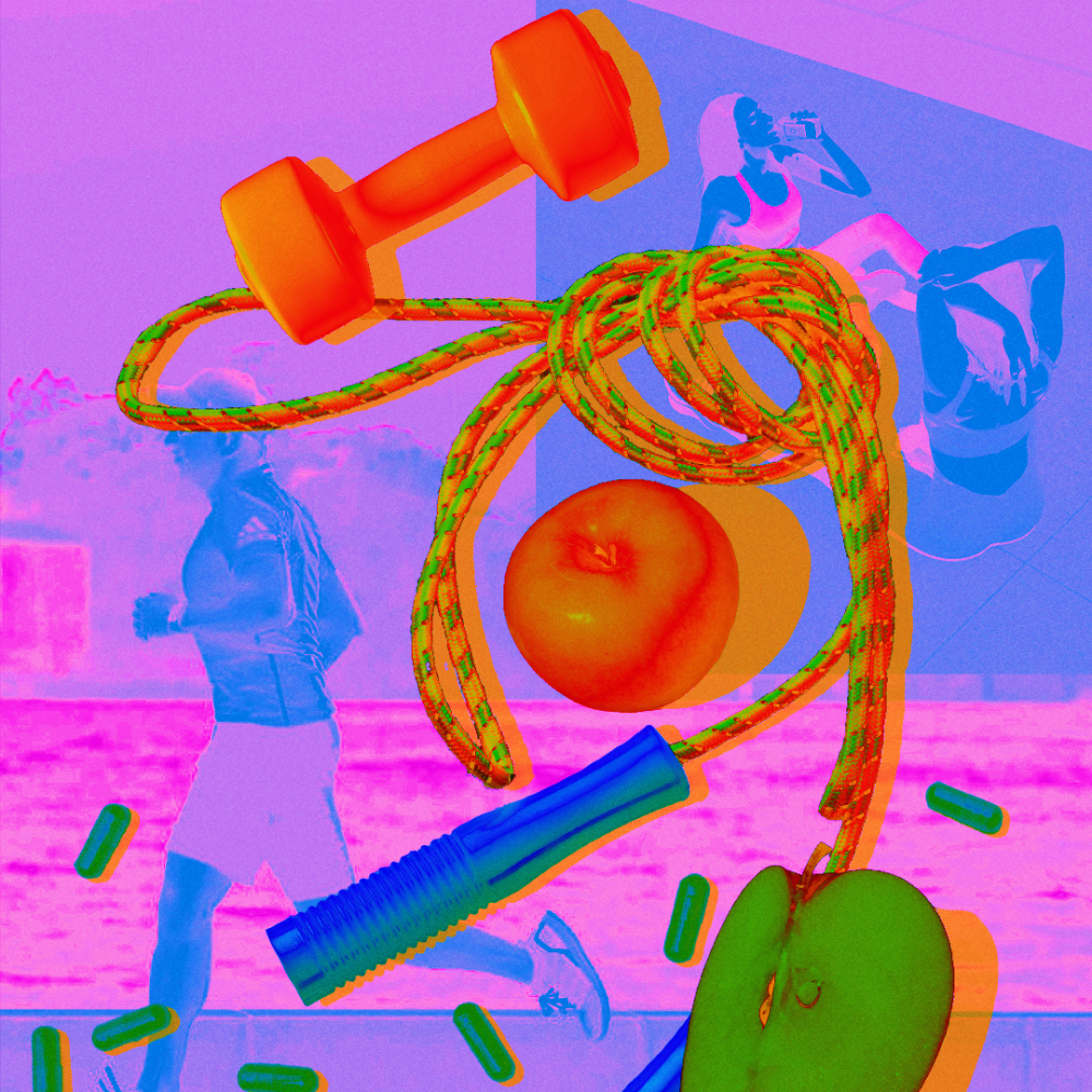 Collage of fitness equipment 
