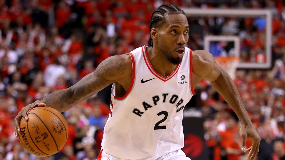 Toronto Raptors star Kawhi Leonard during Game 5 of the NBA Finals against the Golden State Warriors.