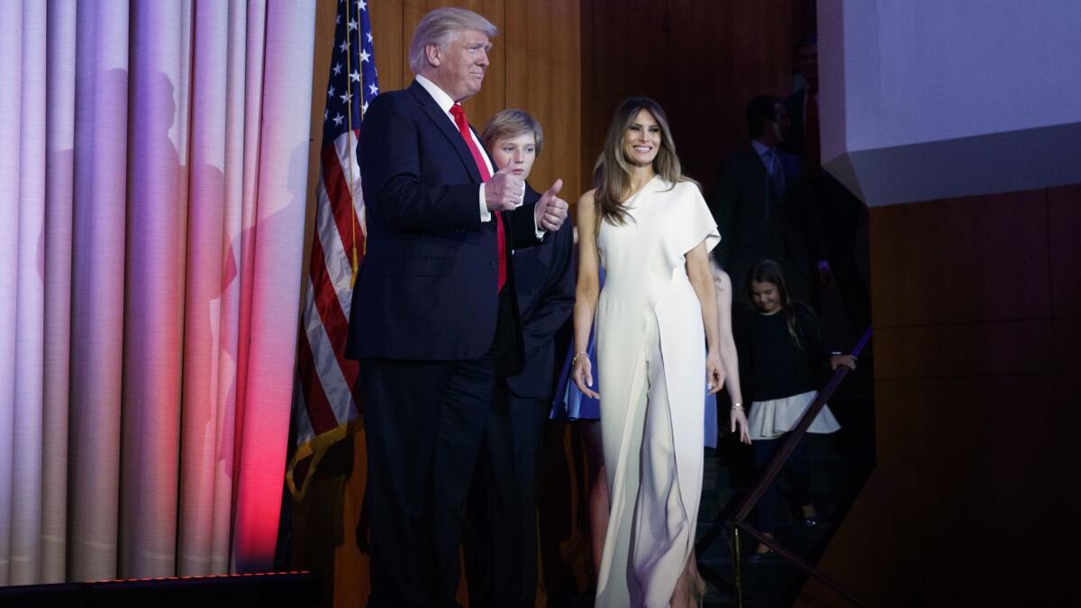 Melania Trump, right, wore Ralph Lauren on election night.