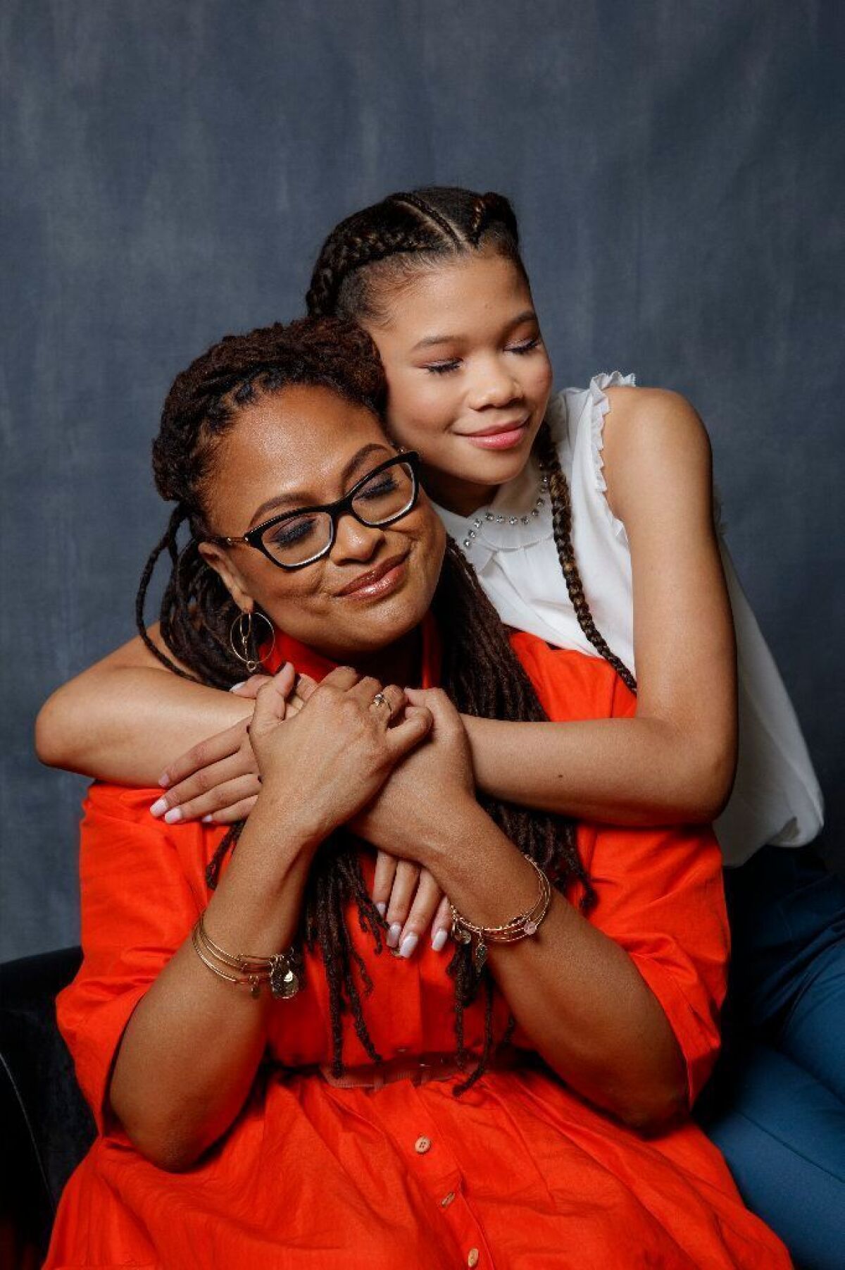 Director Ava DuVernay, left, and actress Storm Reid of "A Wrinkle in Time."