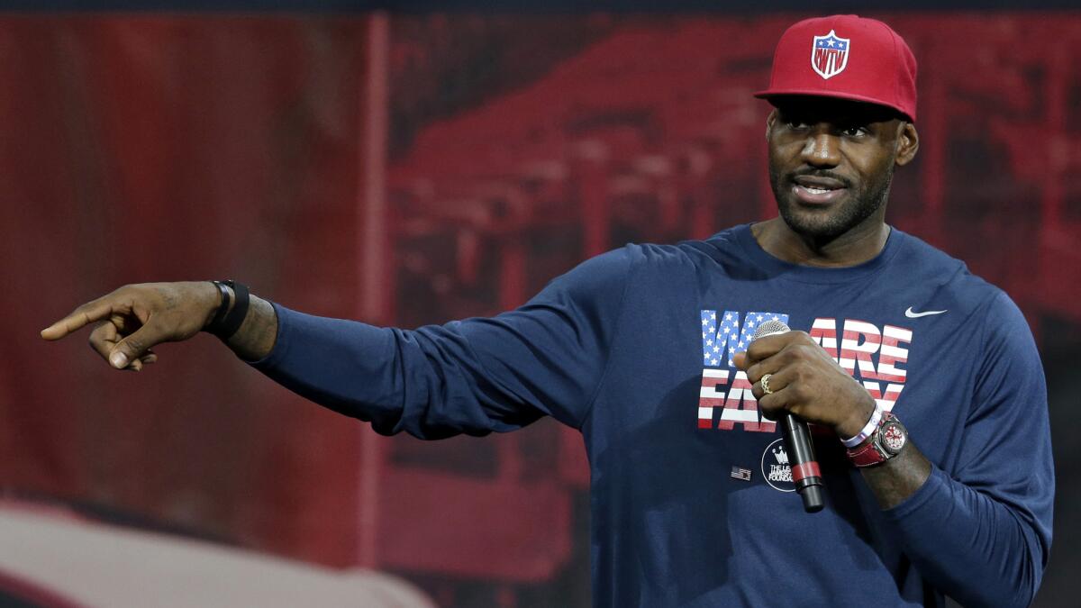 Cavaliers All-Star LeBron James speaks at the University of Akron during a private event to celebrate the importance of secondary education on Wednesday.