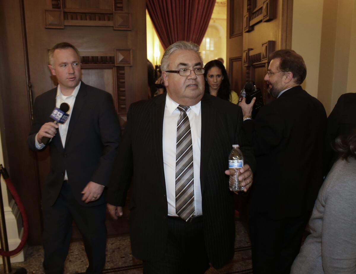 State Sen. Ron Calderon (D-Montebello), shown at the Capitol on Jan. 6, is under investigation for allegedly taking bribes in exchange for legislative action.