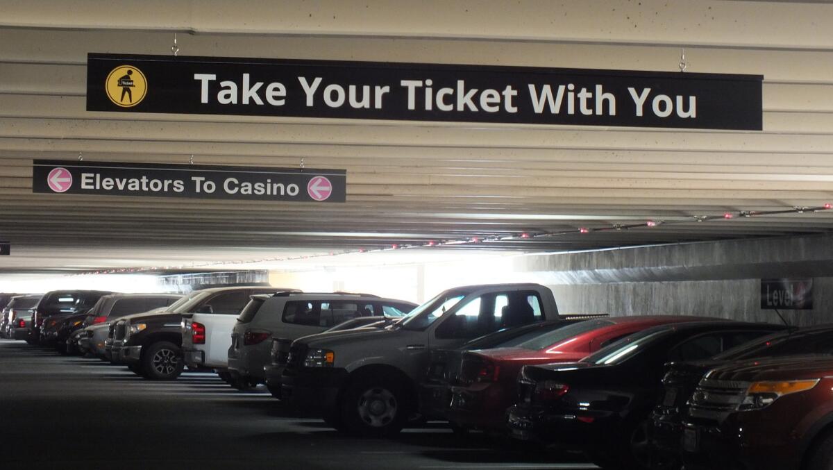 A sign in the parking garage at New York-New York is a harbinger a new parking policy at the Las Vegas hotel and casino.