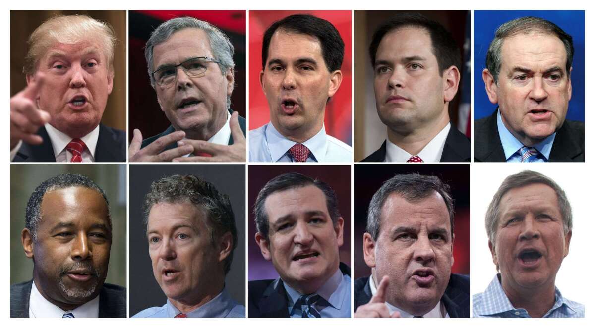 The 10 GOP presidential candidates who will appear in the Aug. 6 Fox News debate: Donald Trump, Jeb Bush, Scott Walker, Marco Rubio, Mike Huckabee, Ben Carson, Rand Paul, Ted Cruz, Chris Christie and John Kasich.
