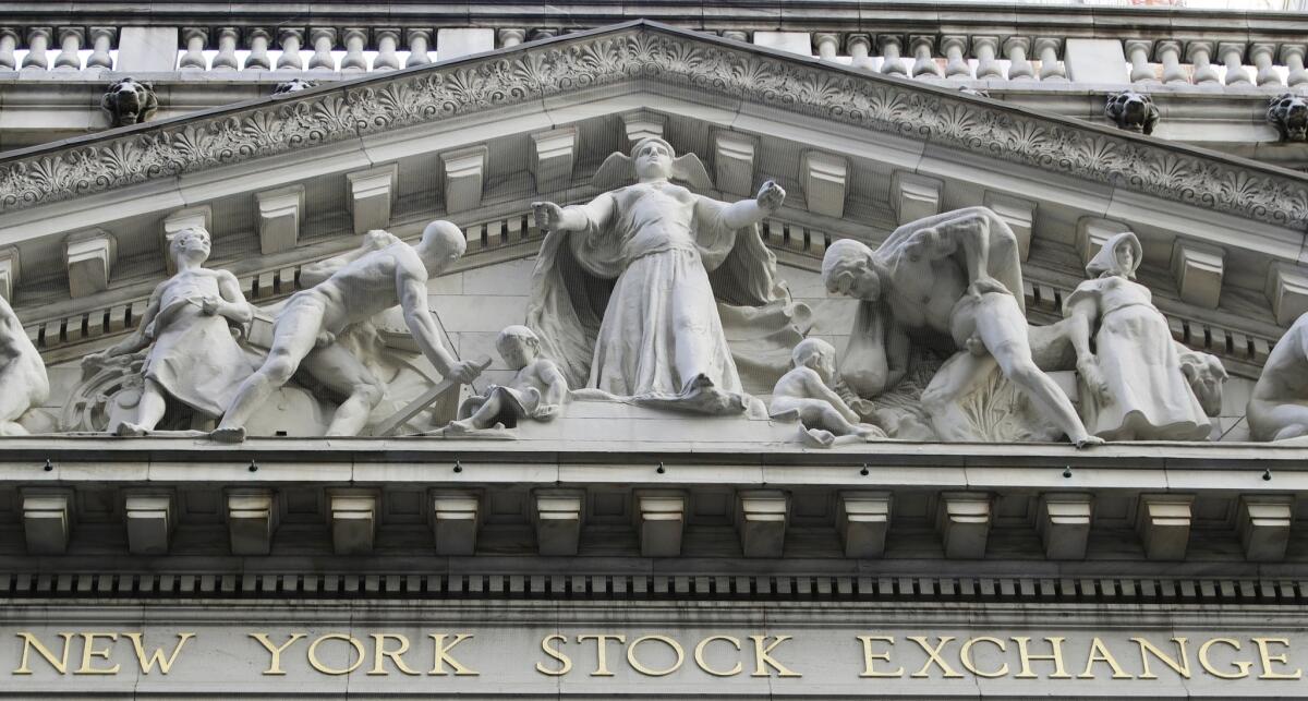 The New York Stock Exchange building in lower Manhattan.