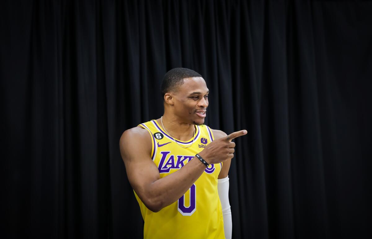 Russell Westbrook during Lakers Media Day.