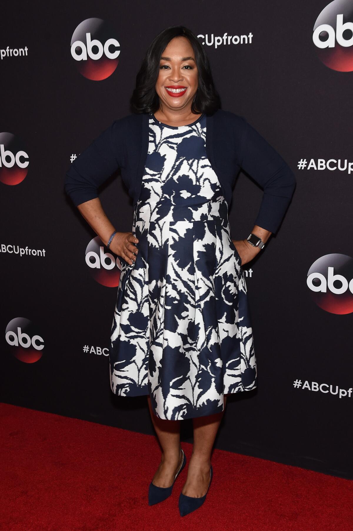 Shonda Rhimes attends the ABC upfront presentation at Avery Fisher Hall at New York's Lincoln Center.