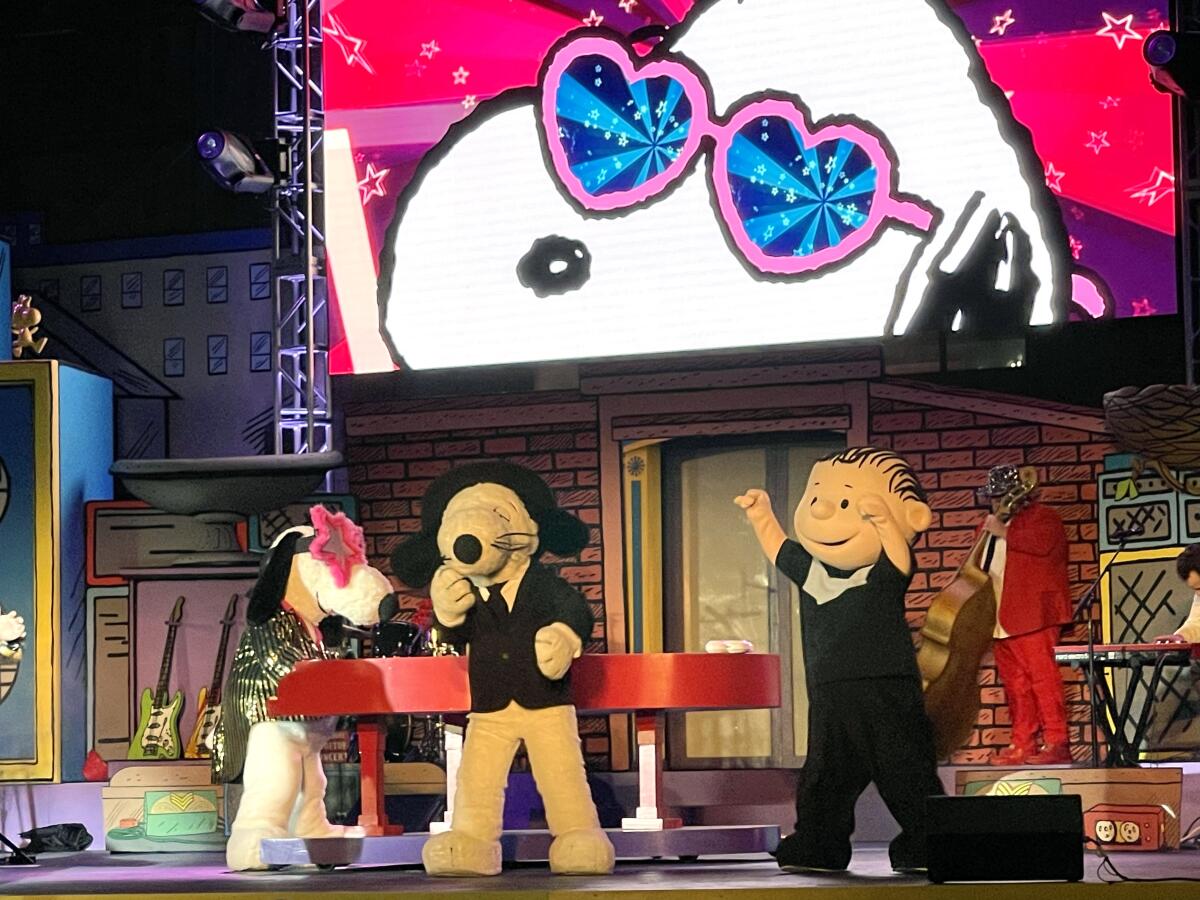 "Linus" performs as part of "Snoopy's Legendary Rooftop Concert" at Knott’s Berry Farm’s Peanuts Celebration.