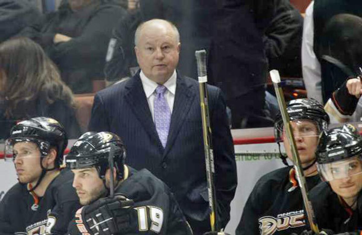 Bruce Boudreau took over as coach of the Ducks when the team was 7-13-4. They went 27-23-8 under his direction.