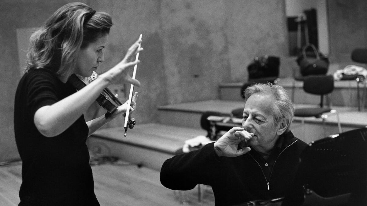 Anne-Sophie Mutter with Andre Previn in 2003.