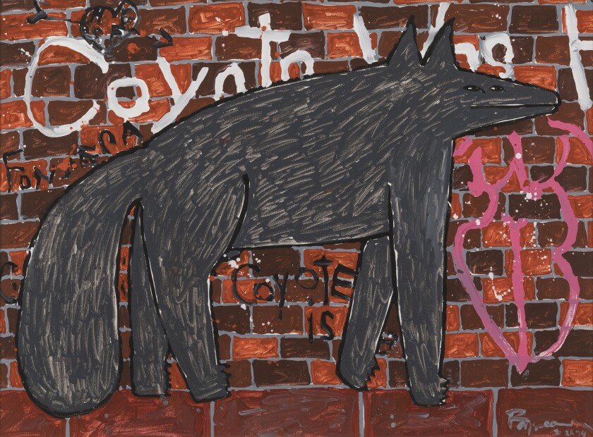 "Coyote on the Streets," 1994, by Harry Fonseca at the Autry.