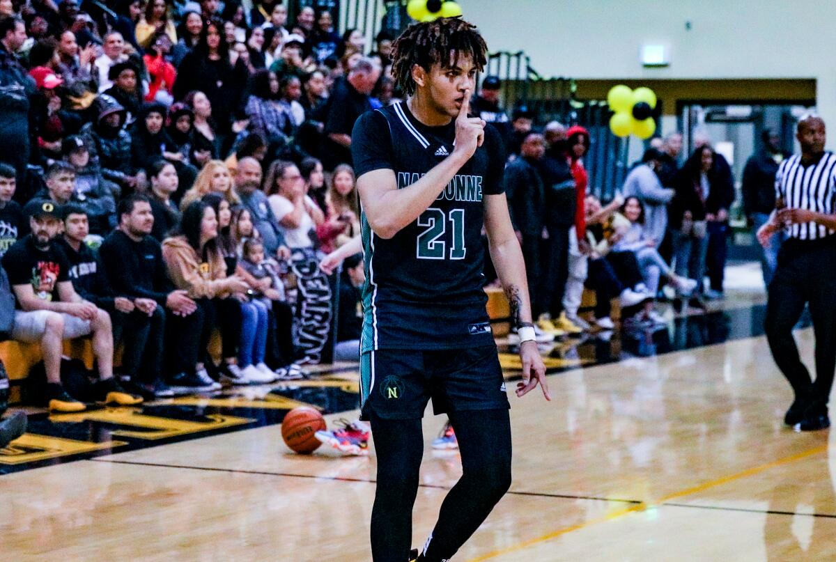 Marcus Adams Jr. of Narbonne was feeling so good he was telling San Pedro fans to be quiet.