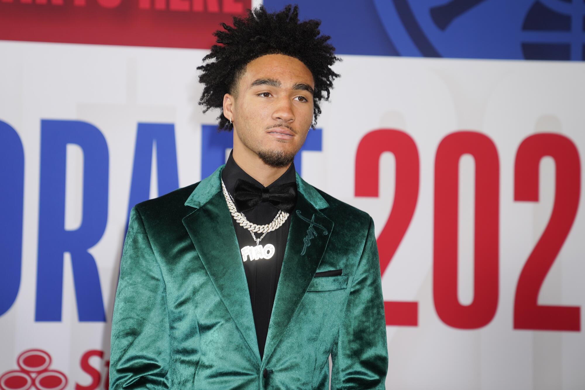 Jalen Hood-Schifino arrives before the 2023 NBA draft at the Barclays Center in Brooklyn on Thursday.