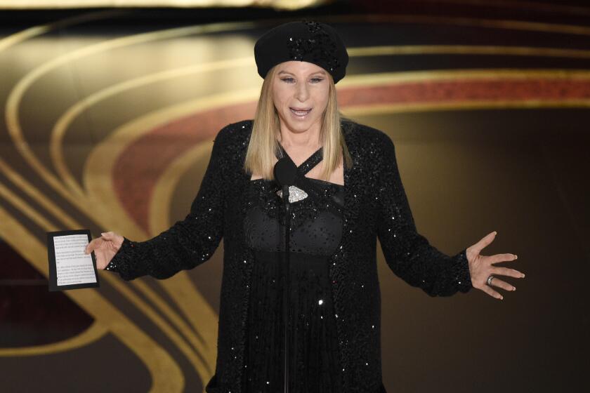 Barbra Streisand introduces "BlacKkKlansman" at the Oscars on Sunday, Feb. 24, 2019, at the Dolby Theatre in Los Angeles. (Photo by Chris Pizzello/Invision/AP)