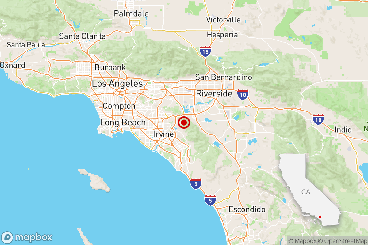 Map showing 4.1 quake near Corona