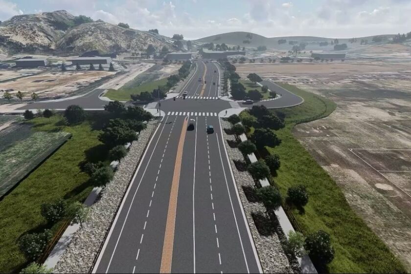 A rendering of the new bridge and widened El Camino Real.