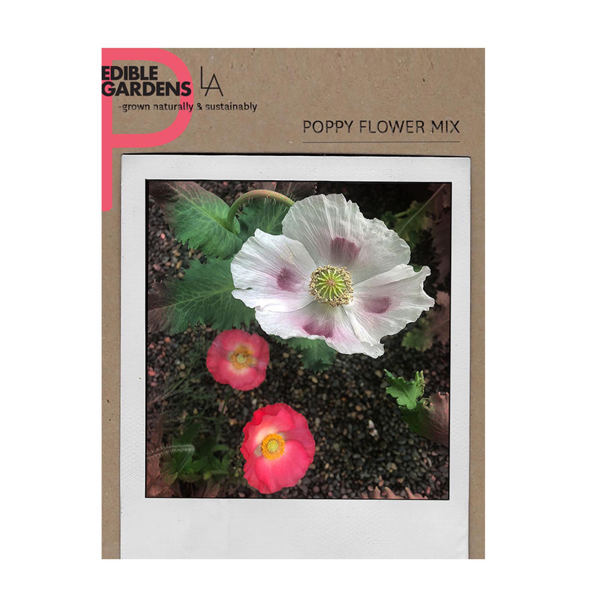 A packet of poppy seeds for planting.