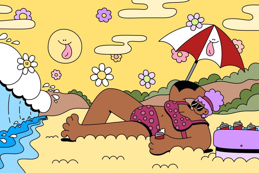 Illustration of a woman laying out at the beach