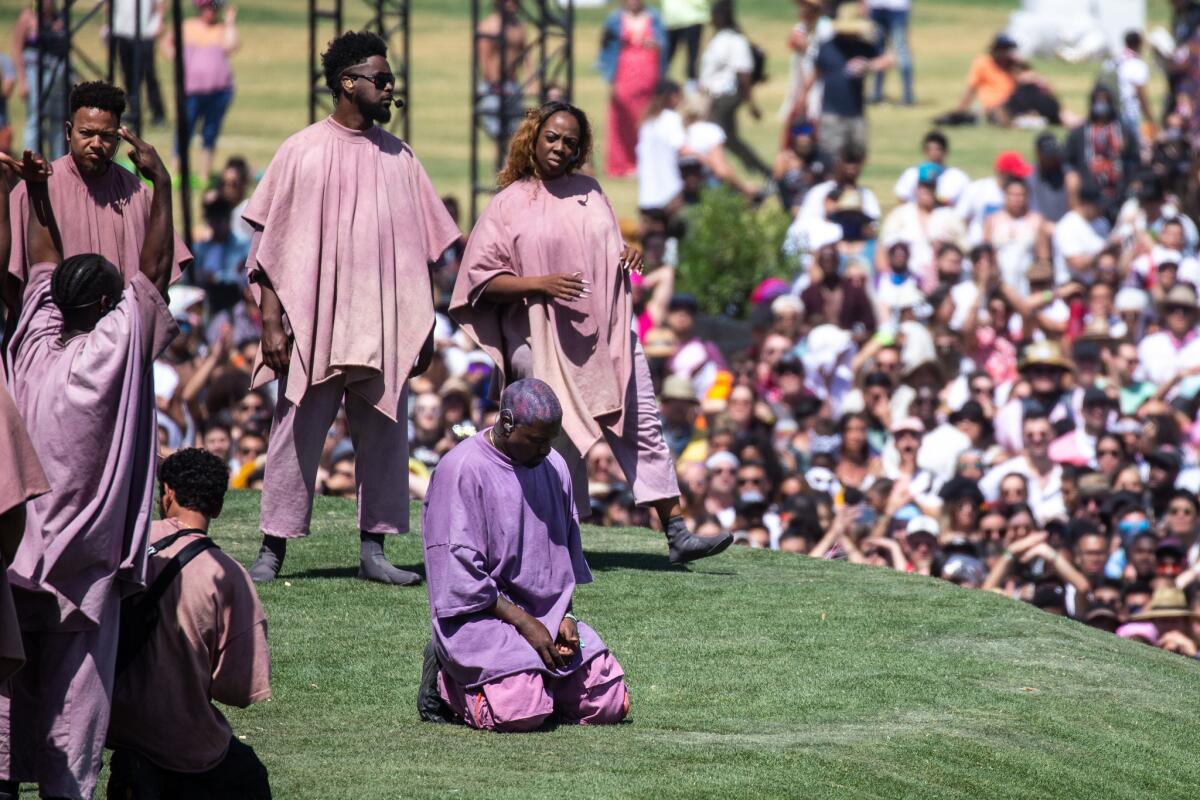 Kanye West's Easter Sunday Service during the second weekend of the Coachella Valley Music and Arts Festival at the Empire Polo Club on Sunday in Indio.